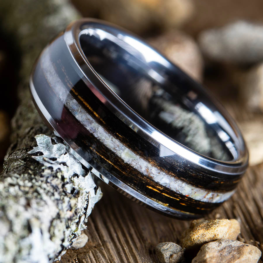 bourbon barrel wood and mother of pearl inlay