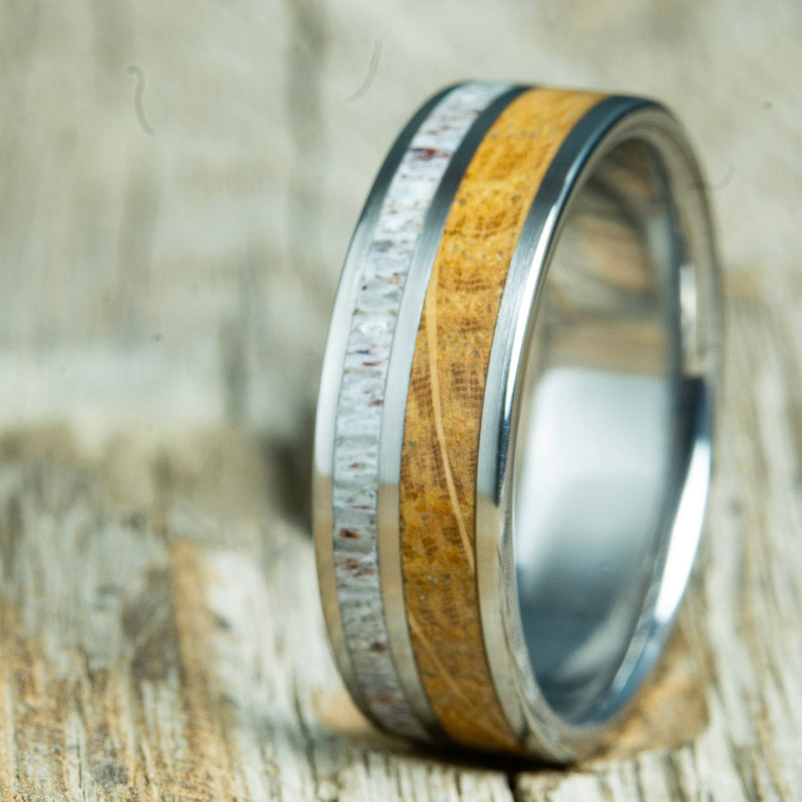 custom antler and whiskey barrel wood