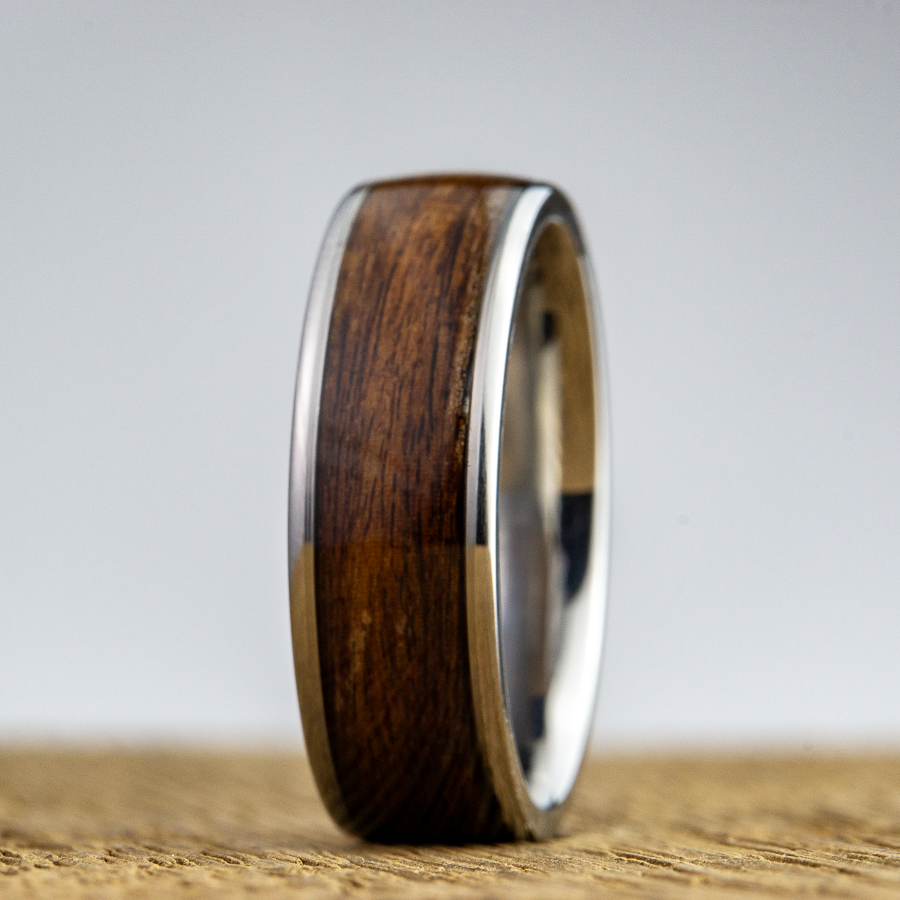 wood ring with rosewood inlay