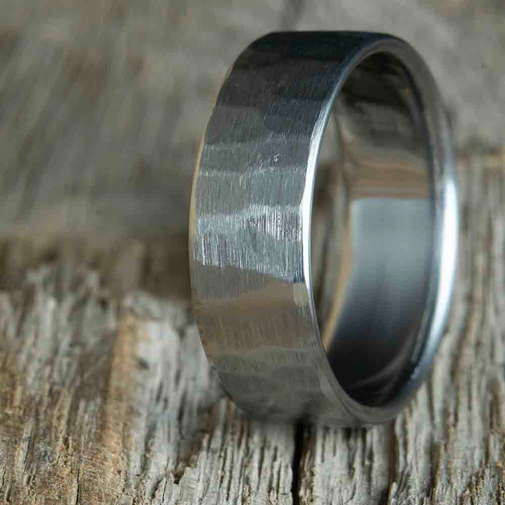 8mm titanium mens wedding band ground