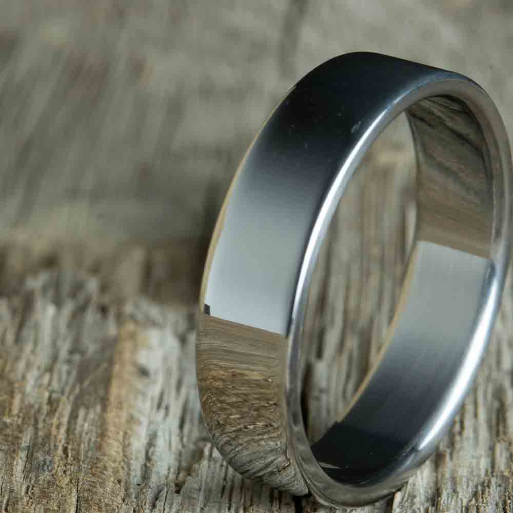 6mm wide polished titanium wedding ring