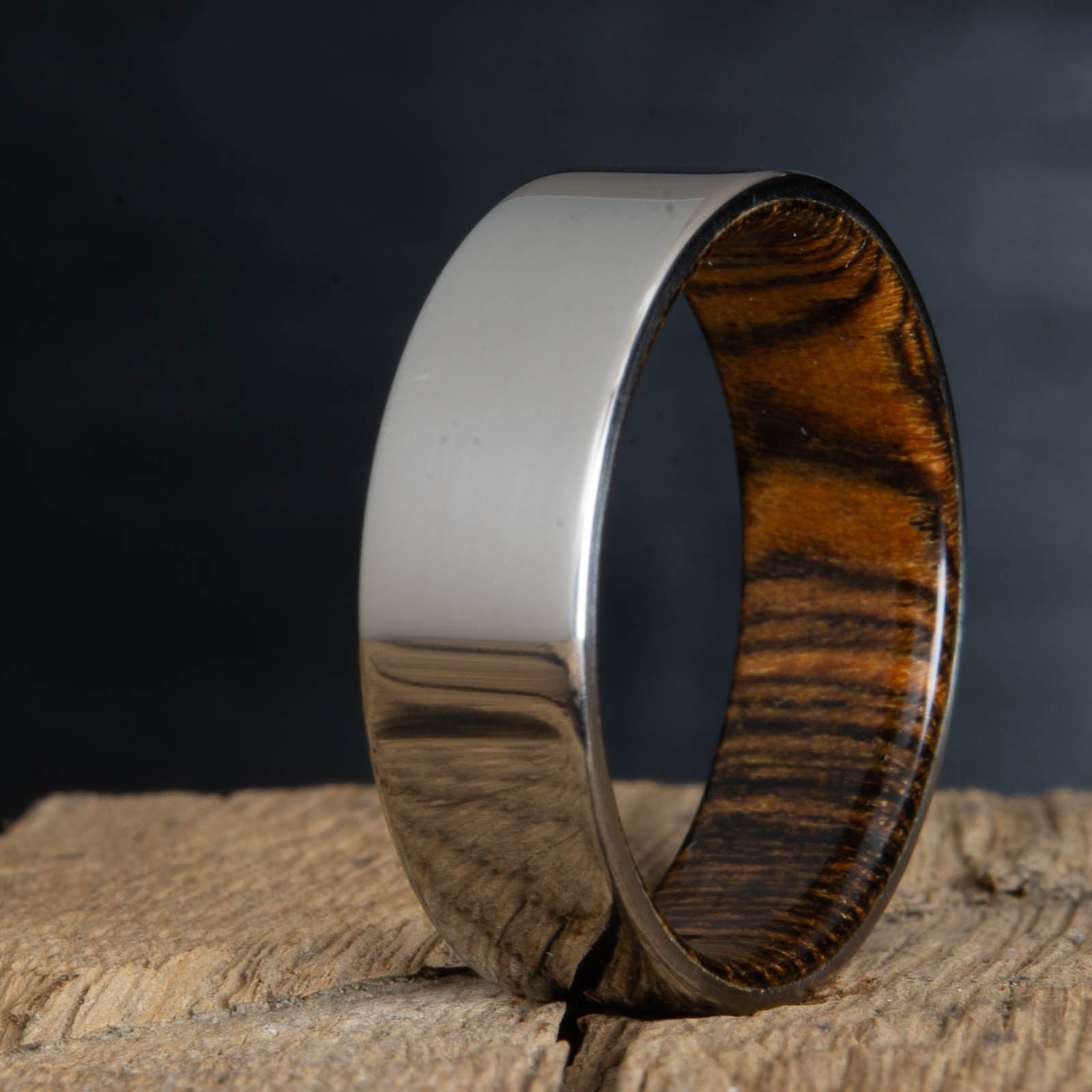titanium bocote wood ring