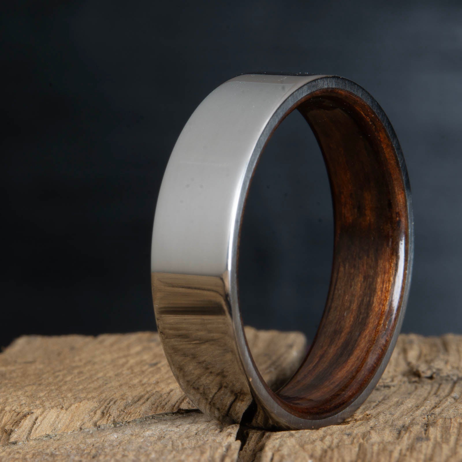polished titanium with macassar ebony wood