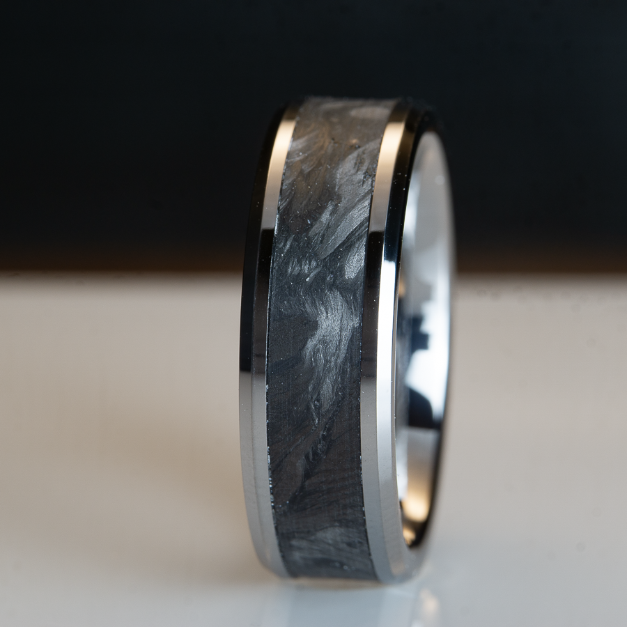 tungsten ring with forged carbon fiber