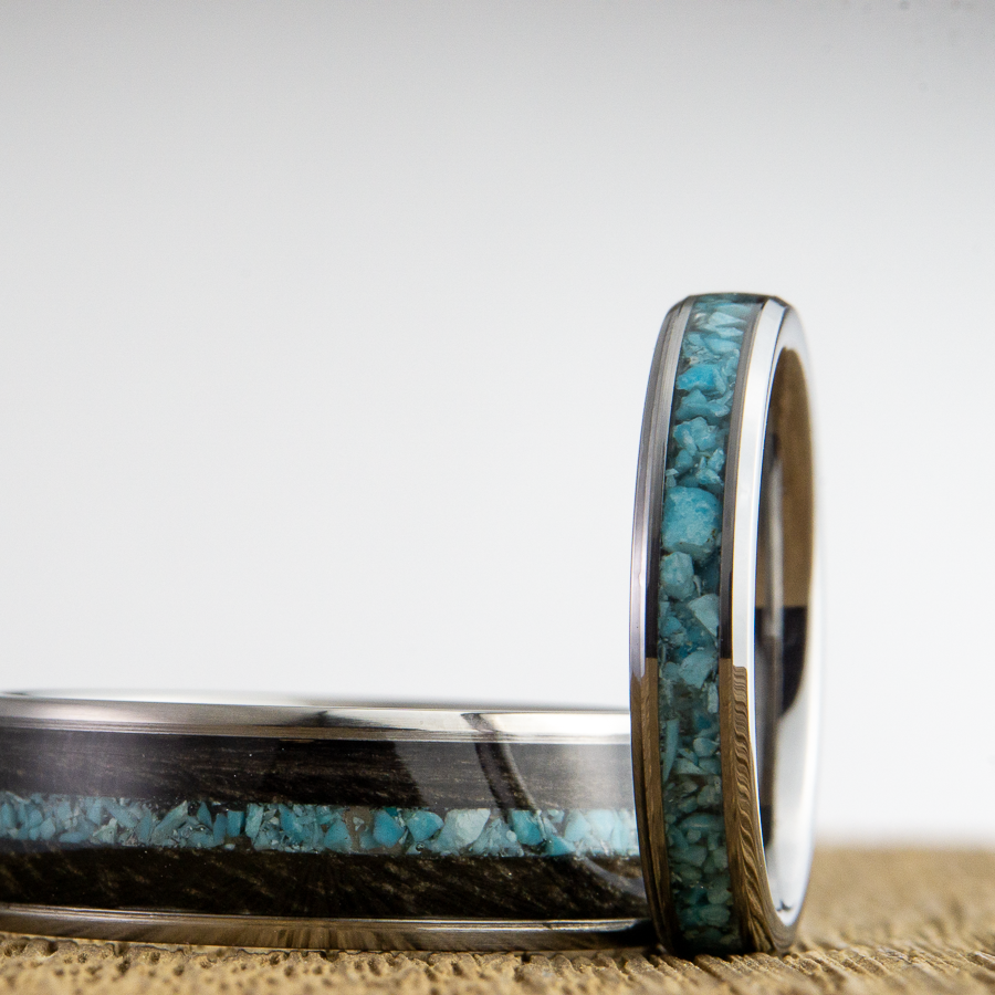 turquoise wedding band set