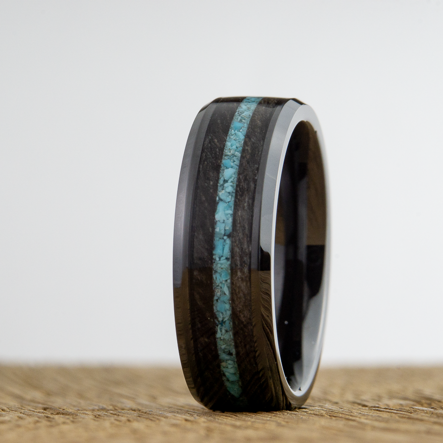 turquoise and barnwood wedding band