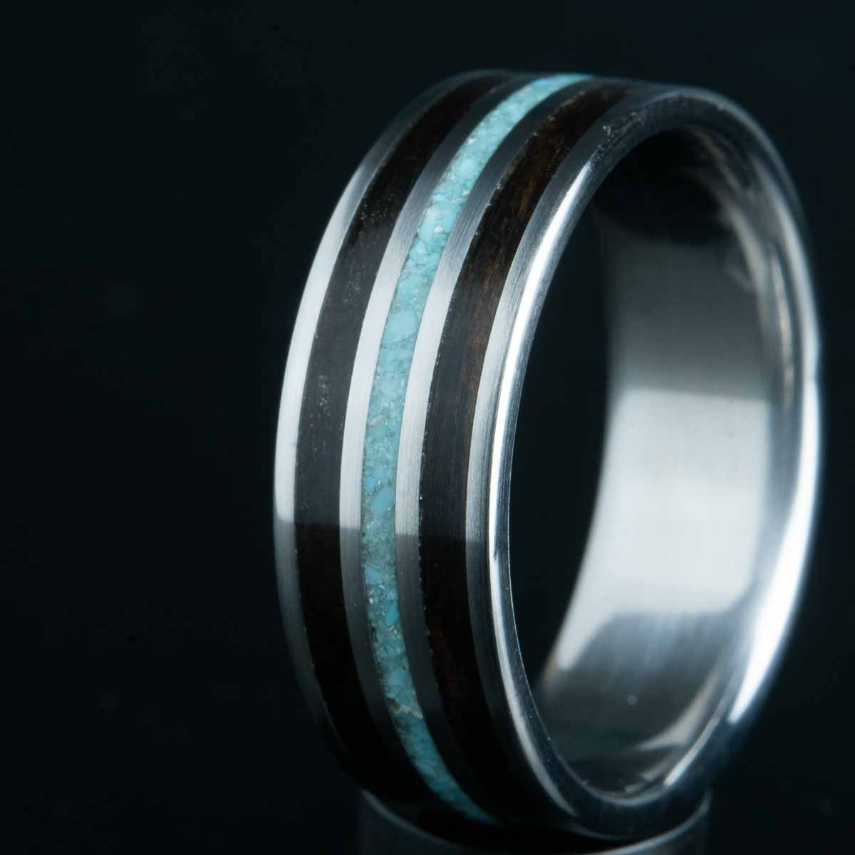 turquoise and ebony wood ring