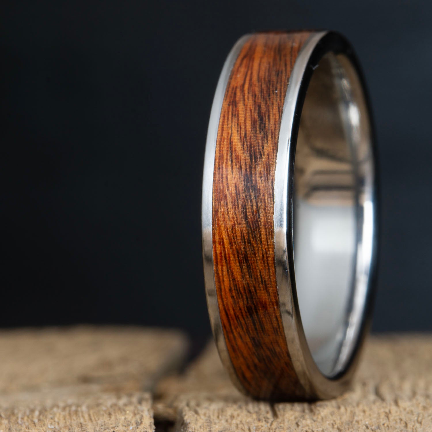 rosewood inlay titanium wedding band
