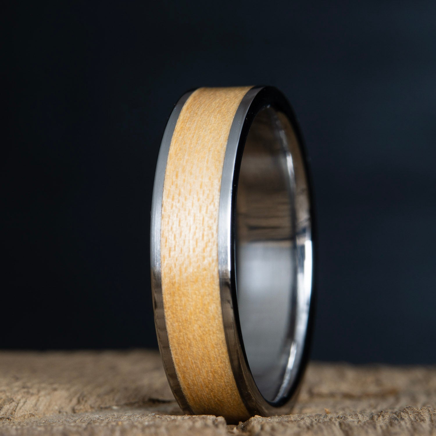 maple inlay unique mens wedding band