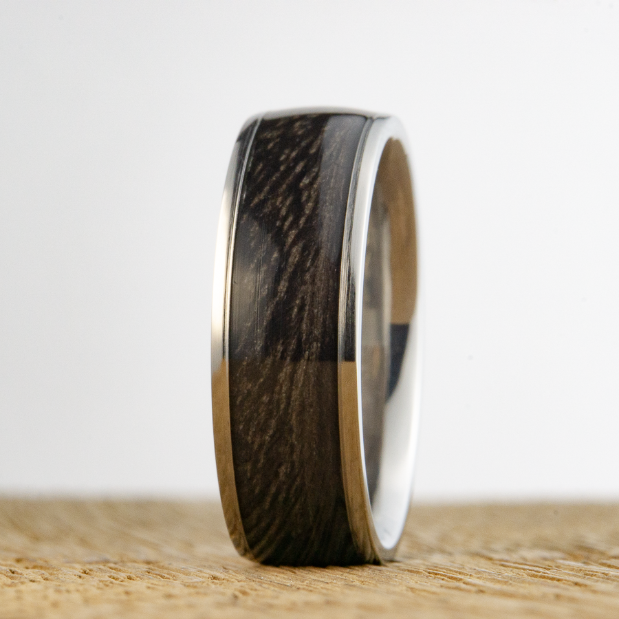 wood wedding ring with weathered barnwood