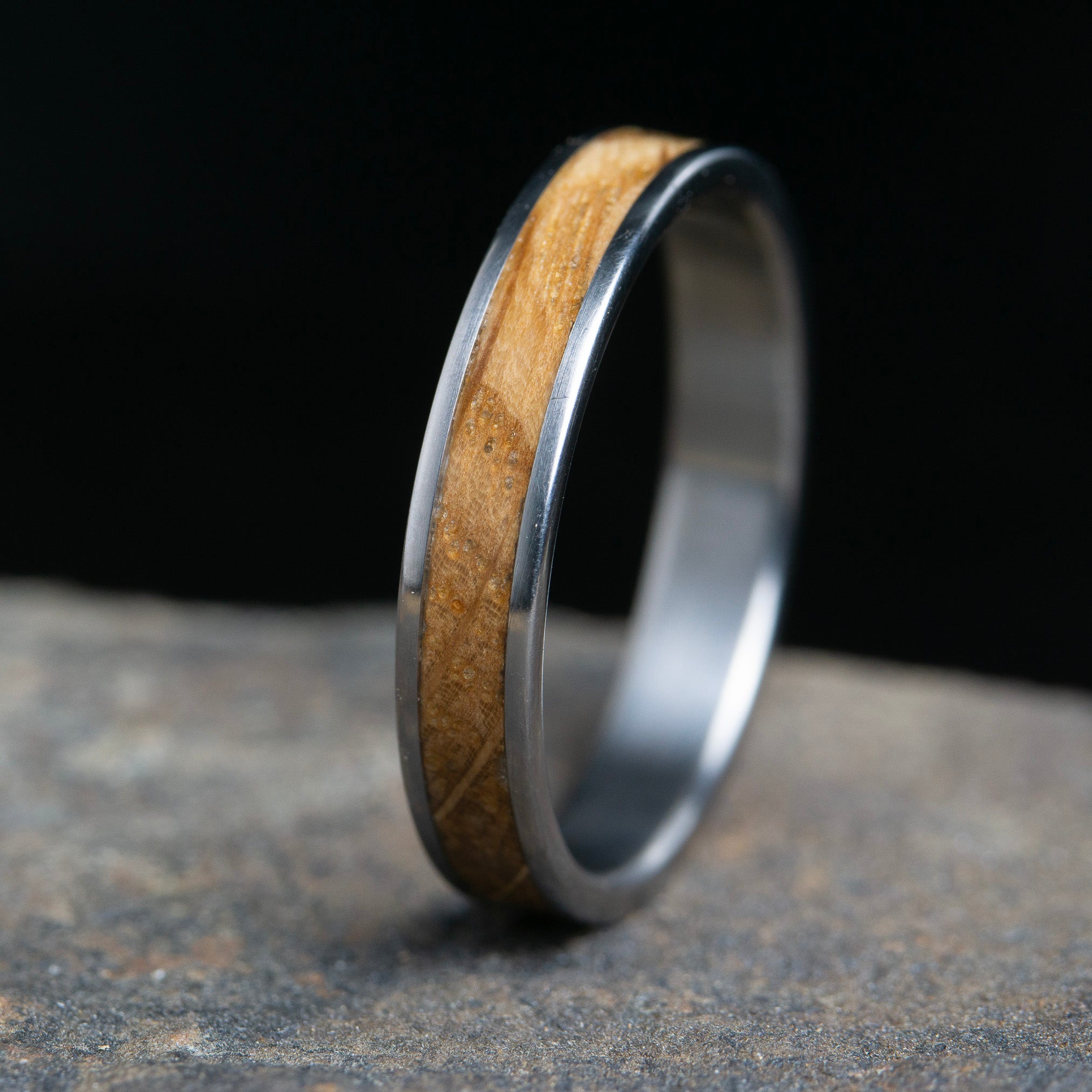 Whiskey for the Ladies, Whiskey Barrel Wood and Titanium wedding ring