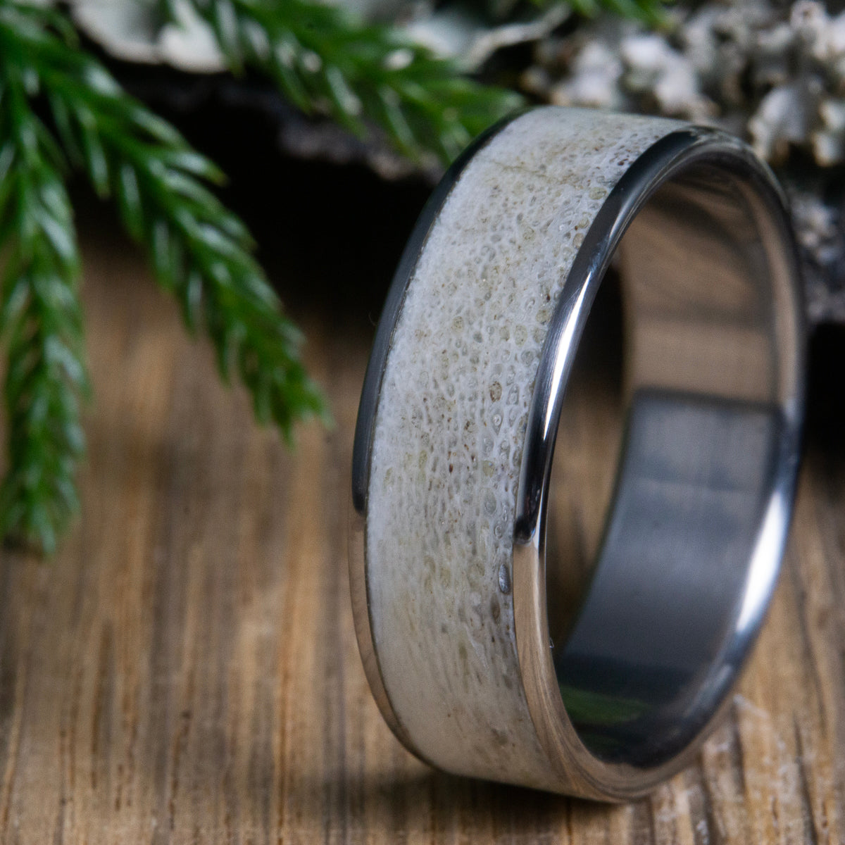 Antler inlay ring