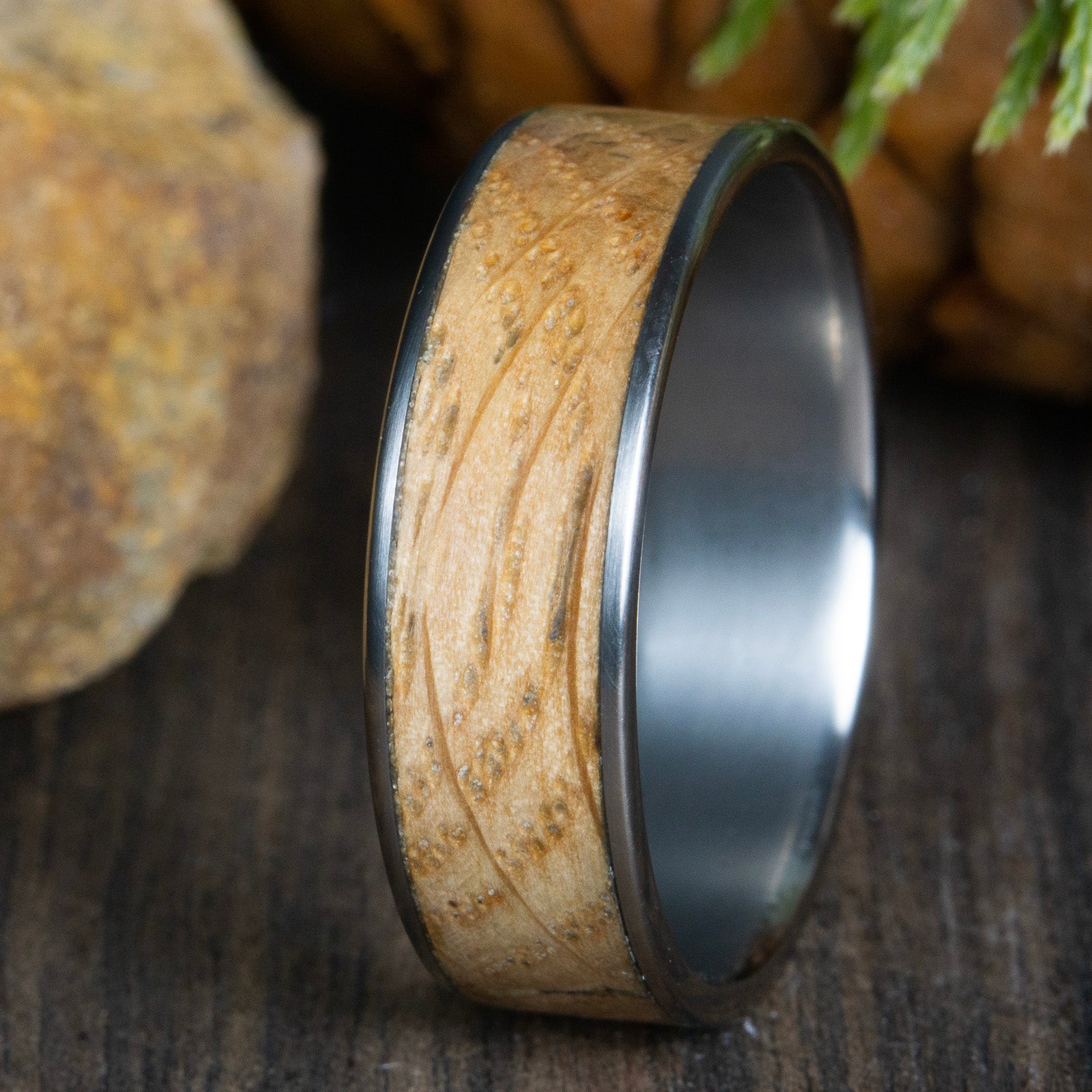 men's whiskey barrel wood ring
