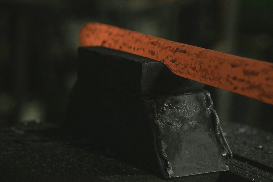 Shows a forging process, making tungsten carbide rings