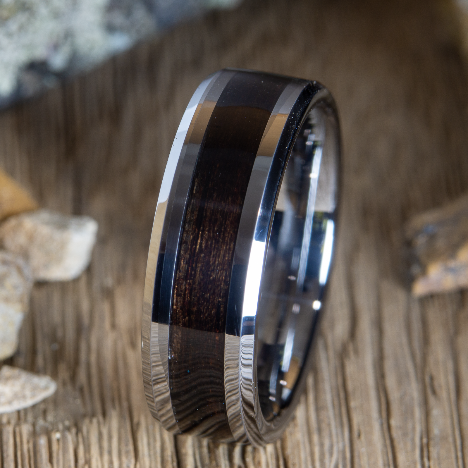 8mm tungsten ring with ebony wood