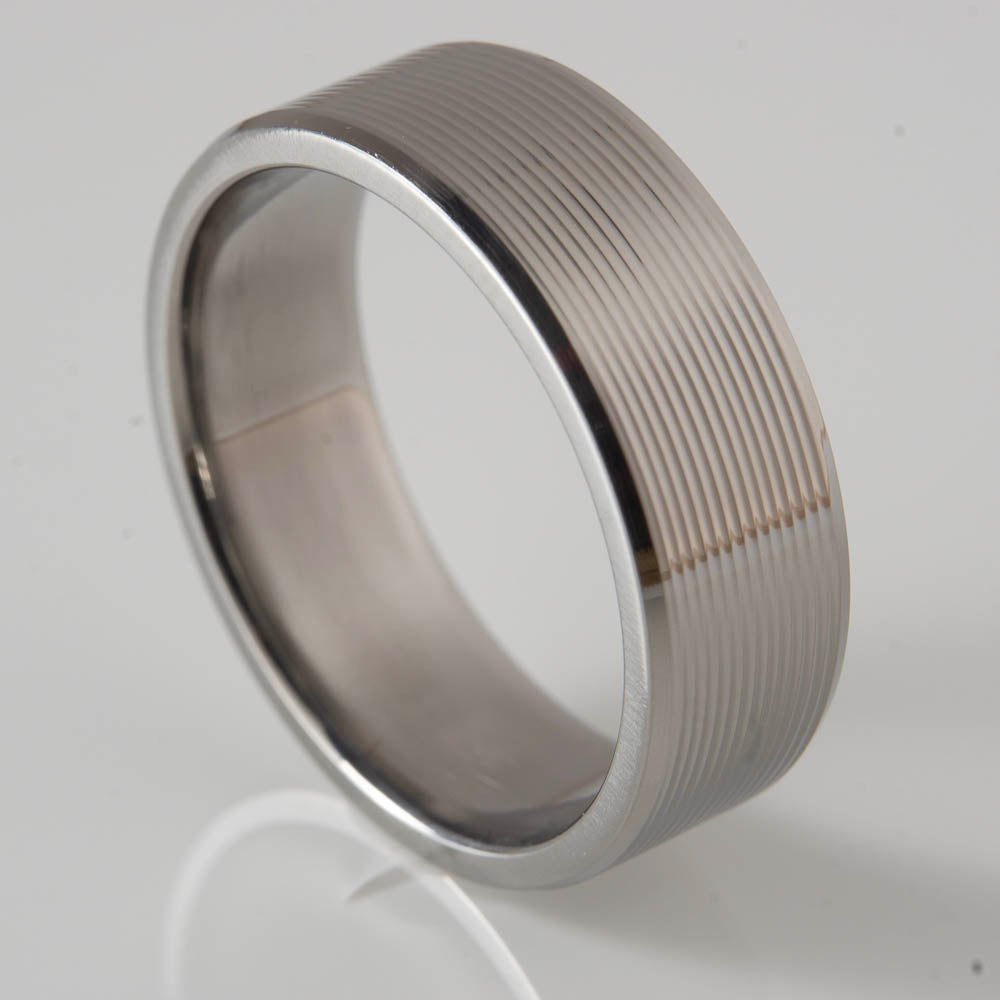 titanium mens ring with machined grooves