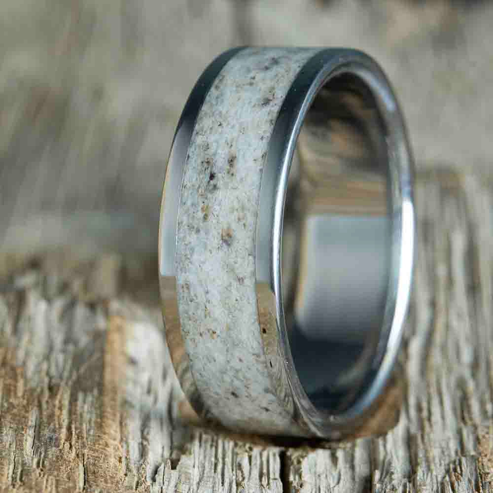 antler and titanium wedding band