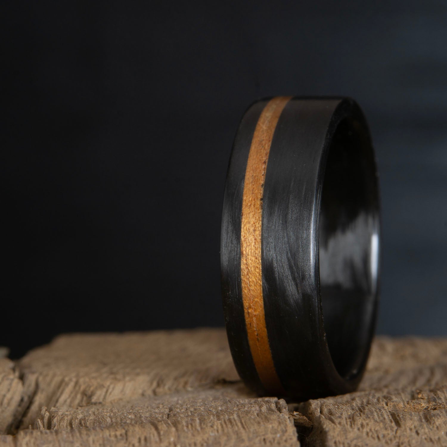 carbon fiber ring with koa wood inlay