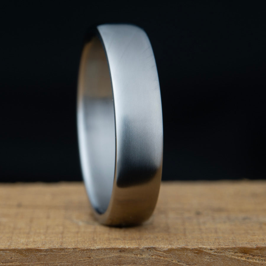 grey titanium satin domed wedding band