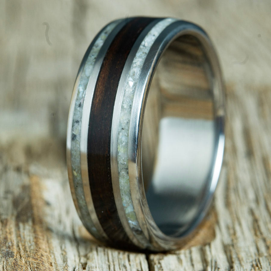 ebony and mother of pearl mens ring