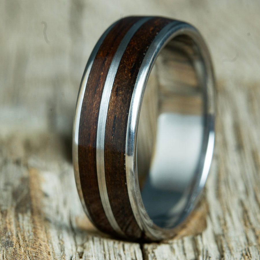ebony and titanium wood ring