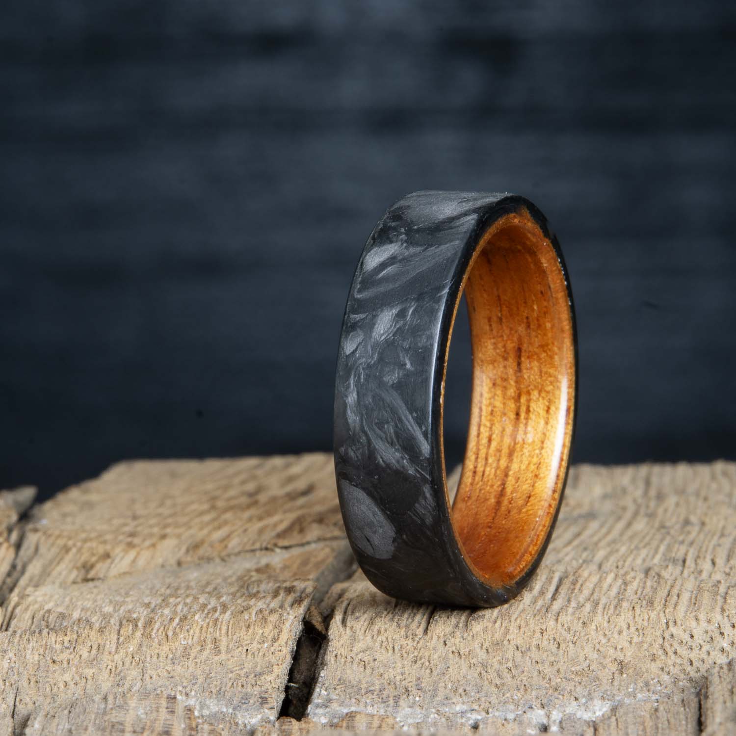 forged carbon fiber and koa wood ring