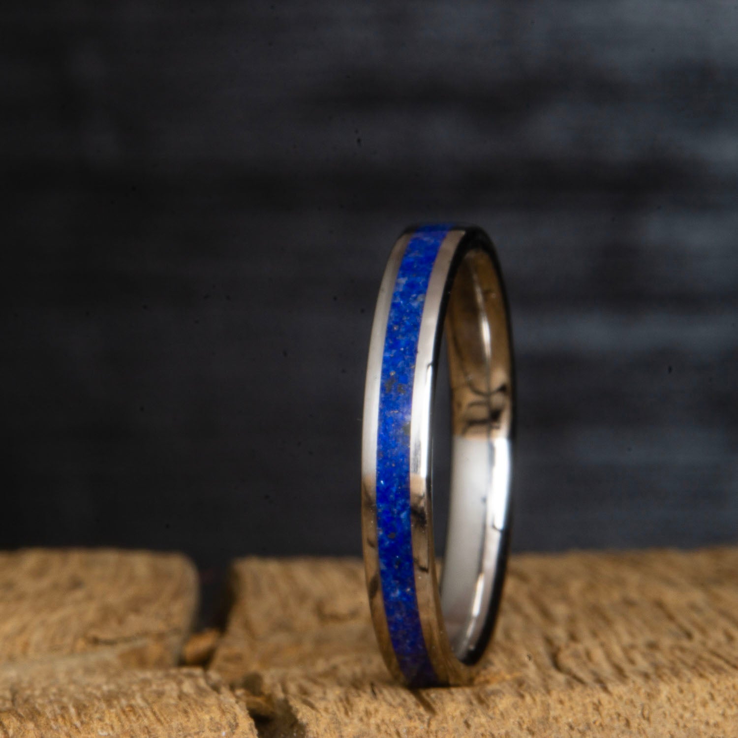 Womens lapis stone inlay wedding ring