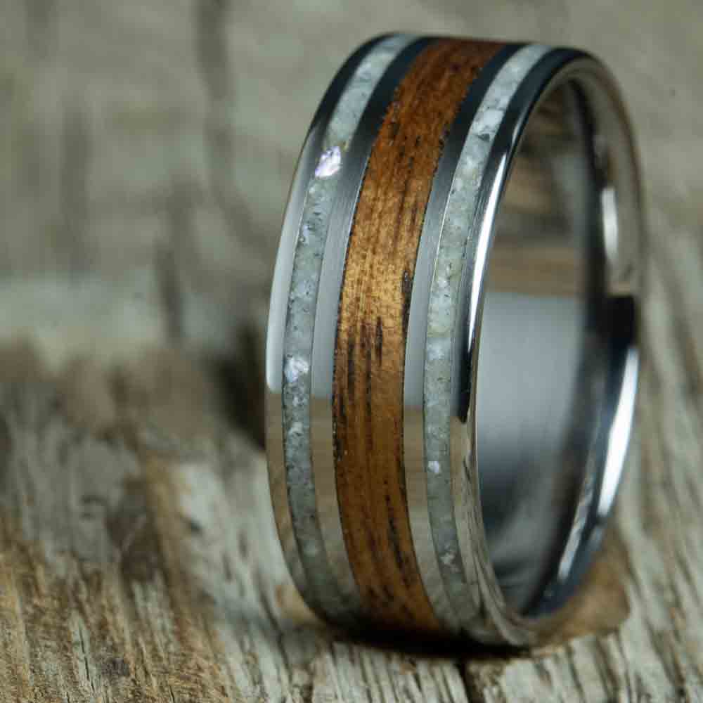 polished titanium with Koa wood and mother of pearl inlay