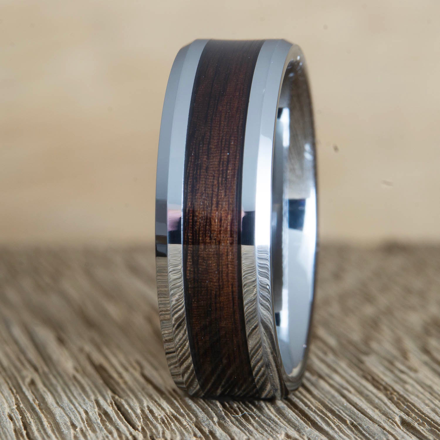 "The Timber" Rosewood inlaid Tungsten mens ring