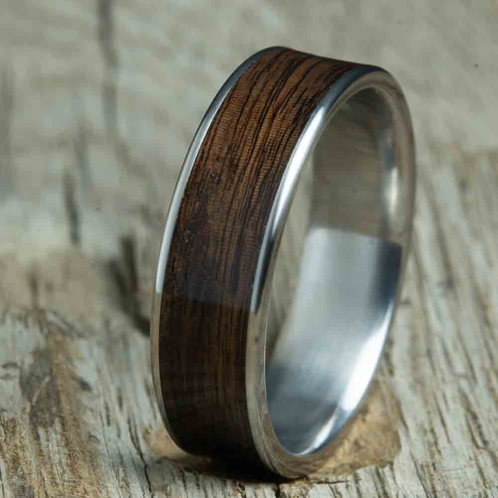 titanium ring with rosewood inlay