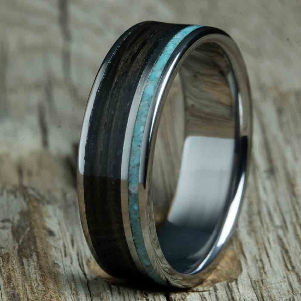 2 channel titanium with whiskey barrel wood and crushed turquoise