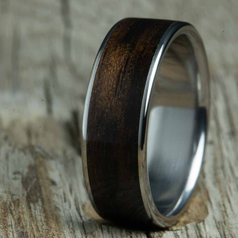 Ebony ring with titanium