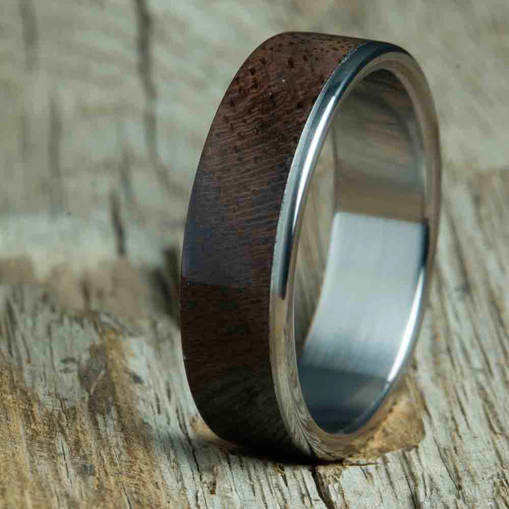 walnut wood and titanium ring