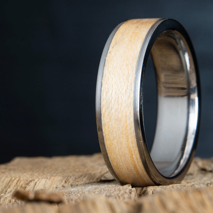 maple inlay wood ring