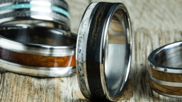 collection of wedding rings made and sold by Peacefield TItanium