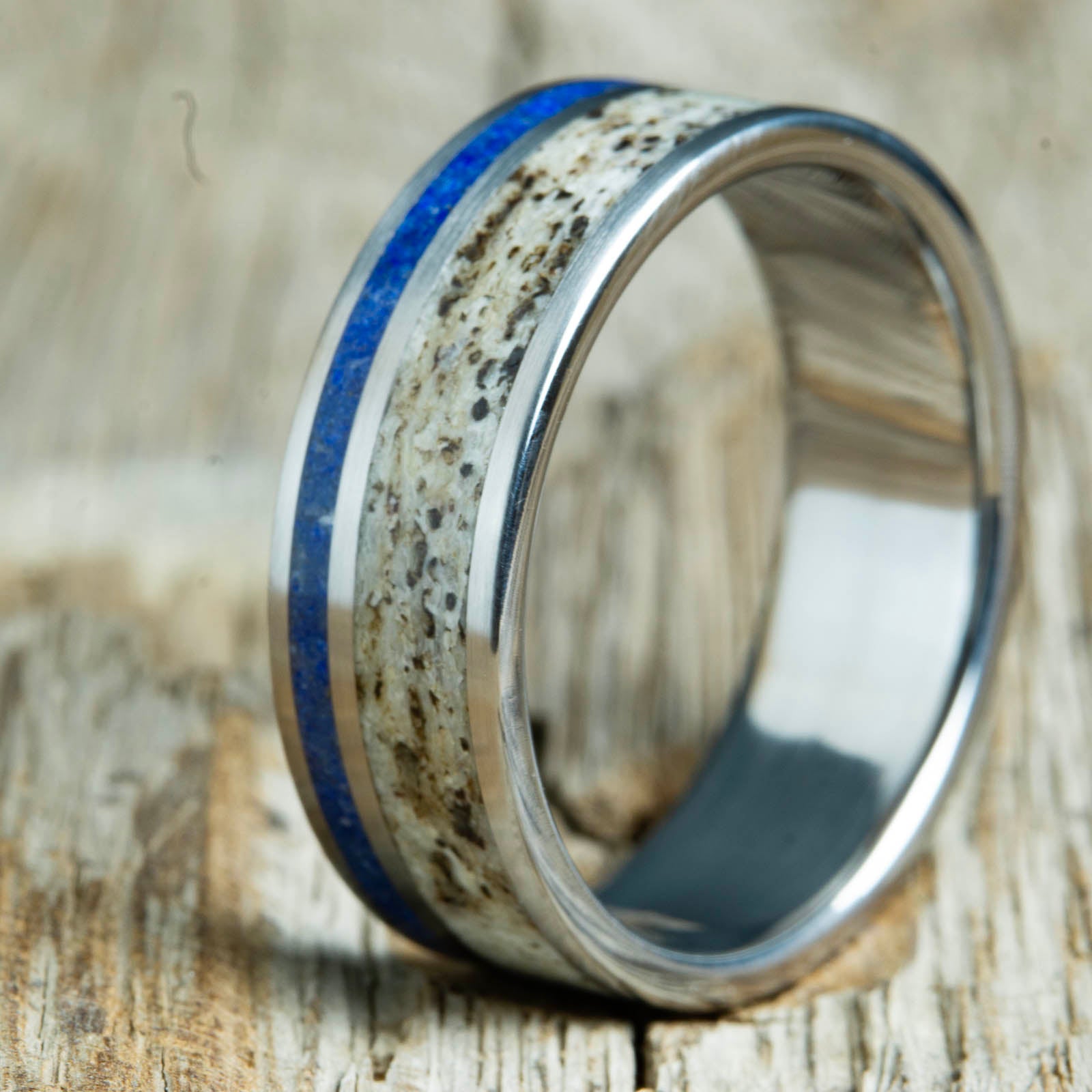 Lapis stone and Antler ring