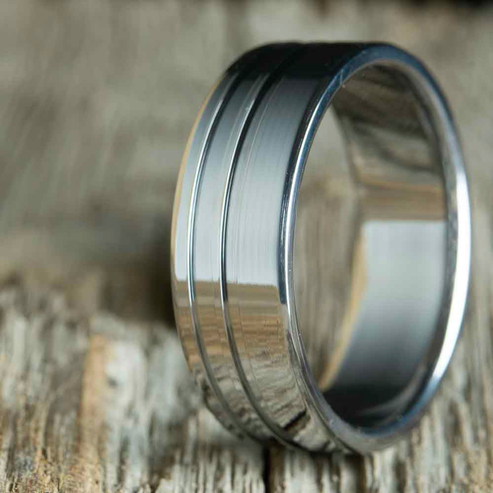 polished titanium wedding ring made by Peacefield Titanium