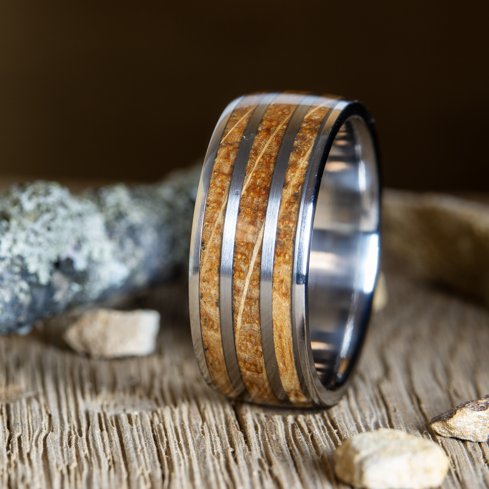 the barrel- mens ring with whiskey barrel wood