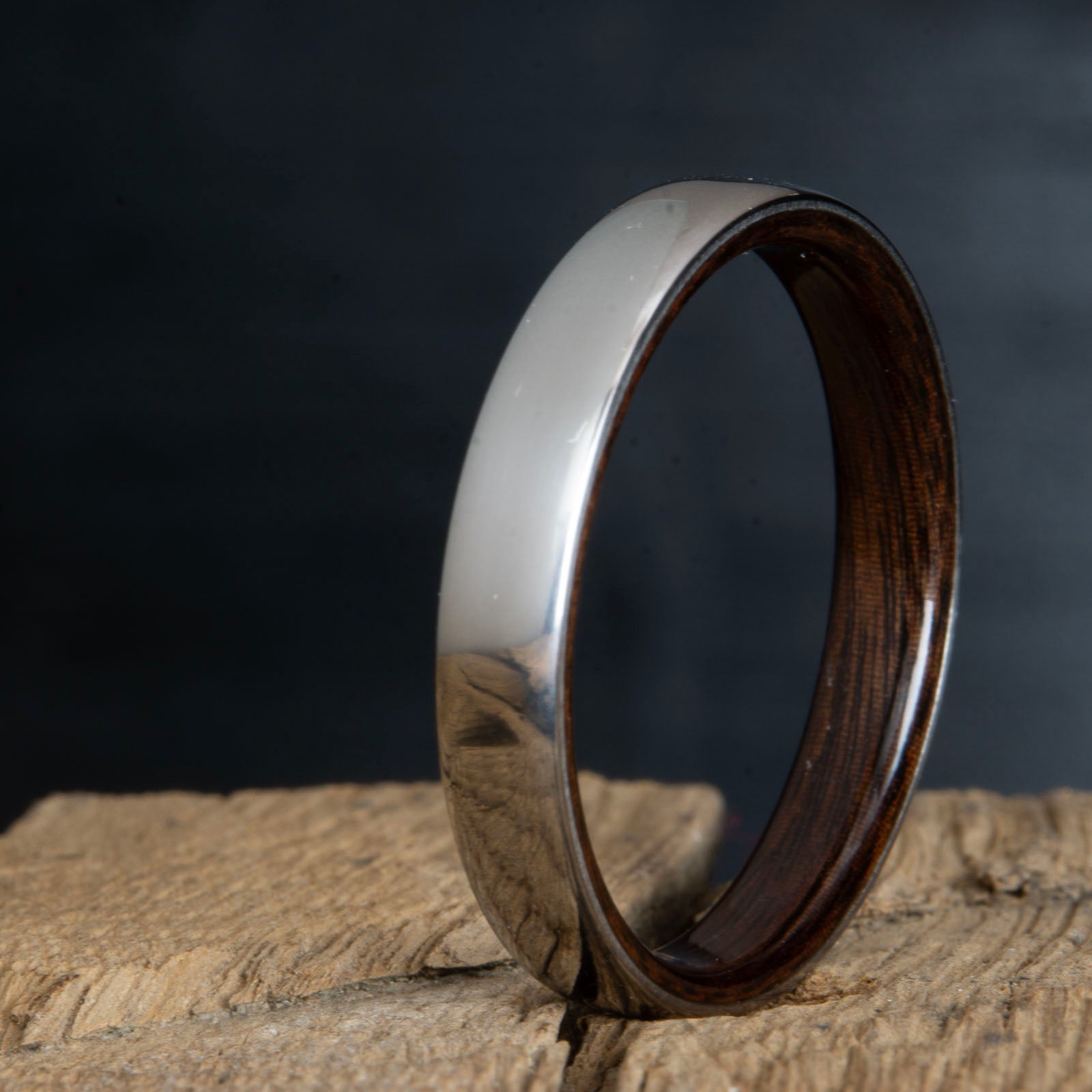 domed titanium rosewood ring