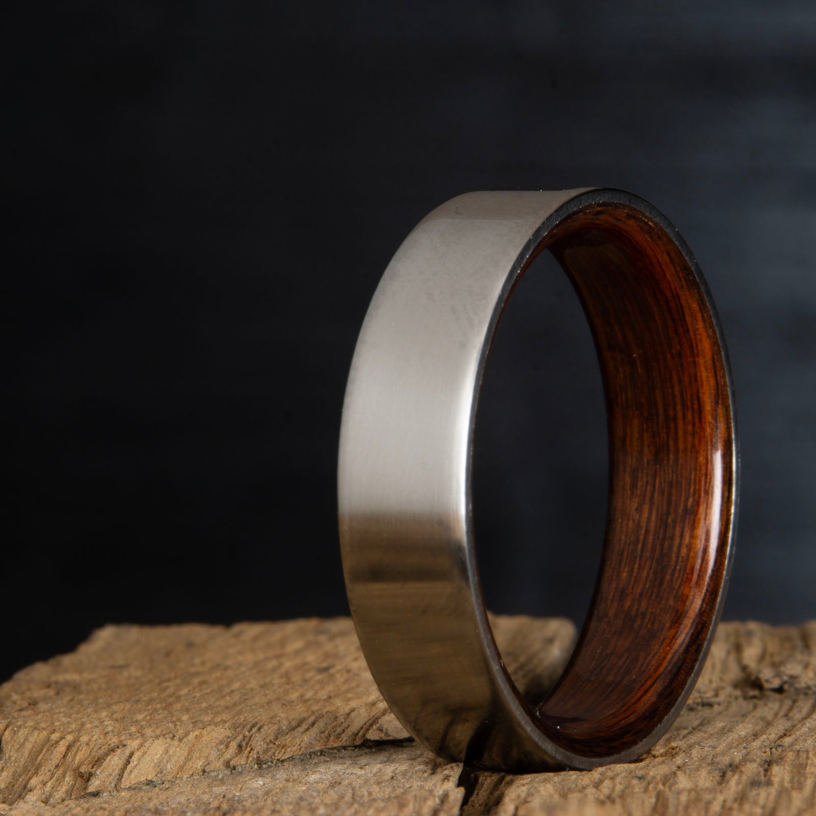 Titanium rosewood ring