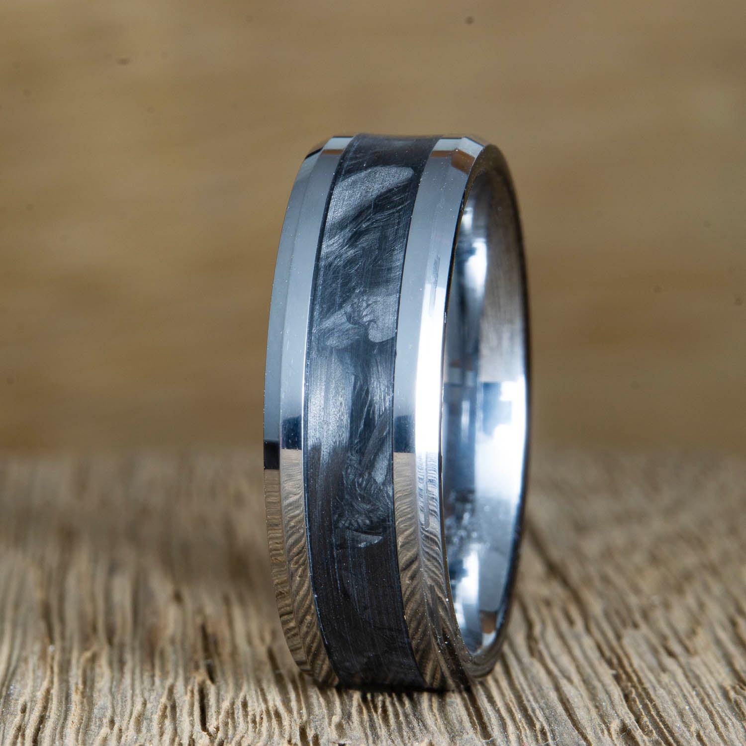 Forged carbon fiber on Tungsten ring