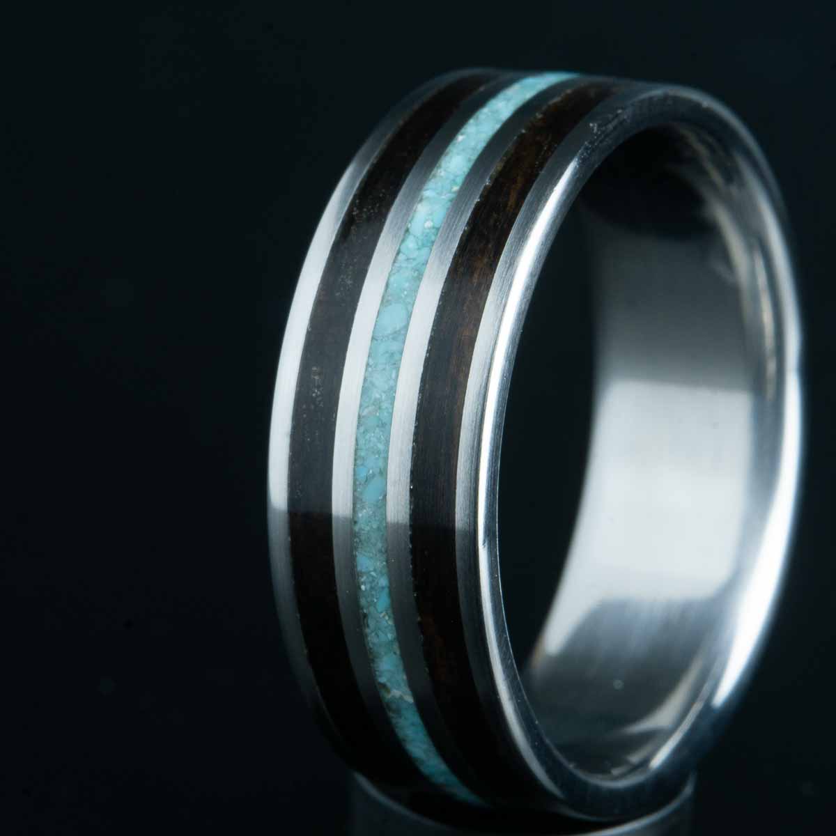 turquoise and ebony wood ring