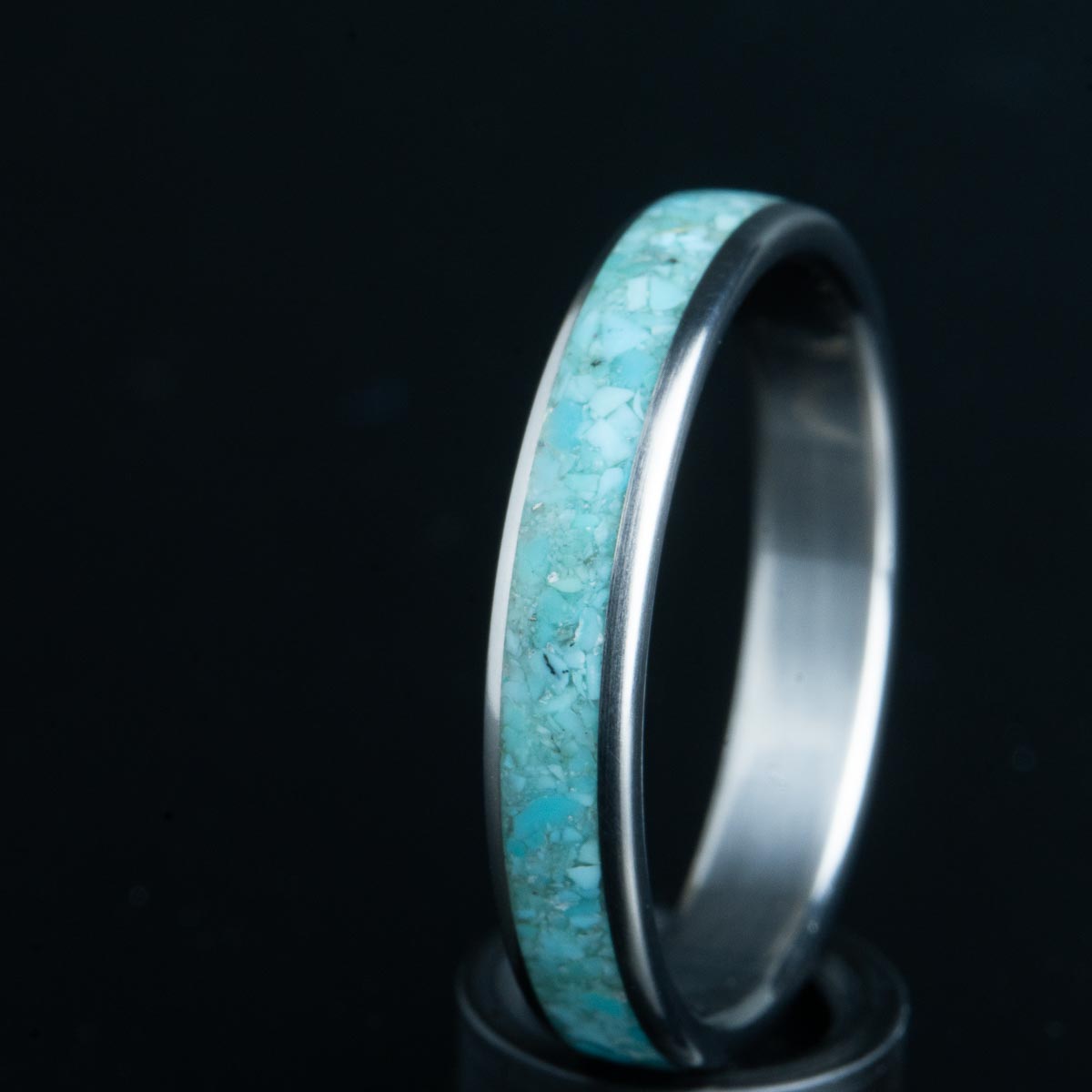 4mm turquoise titanium ring