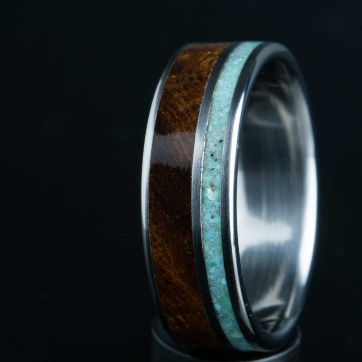 Turquoise ring with Ironwood