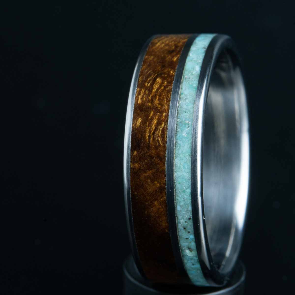 Turquoise ring with Ironwood