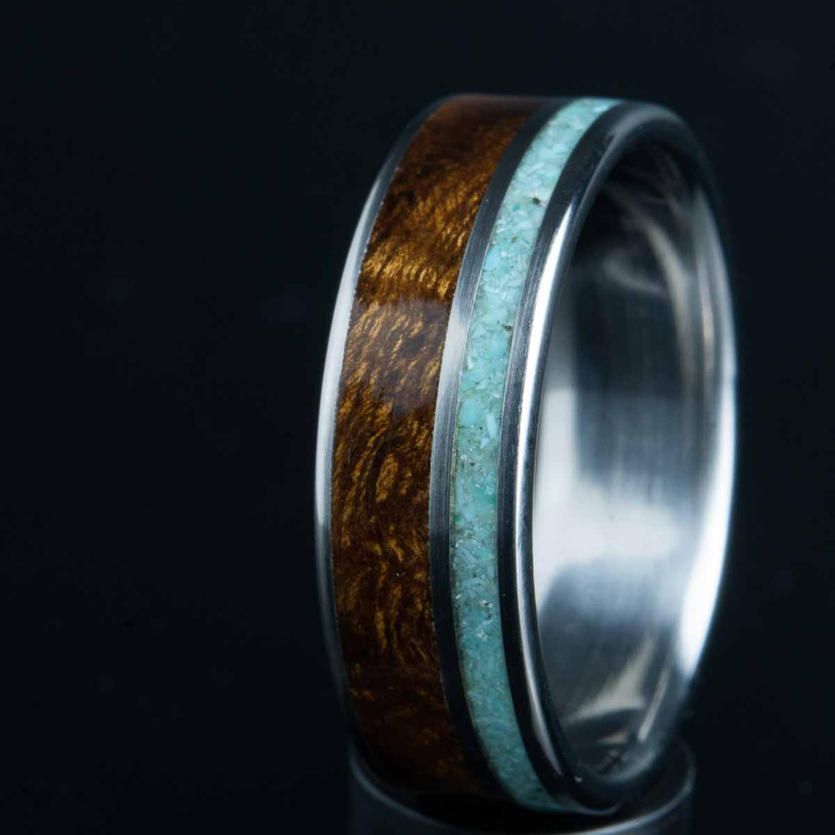 Turquoise ring with Ironwood