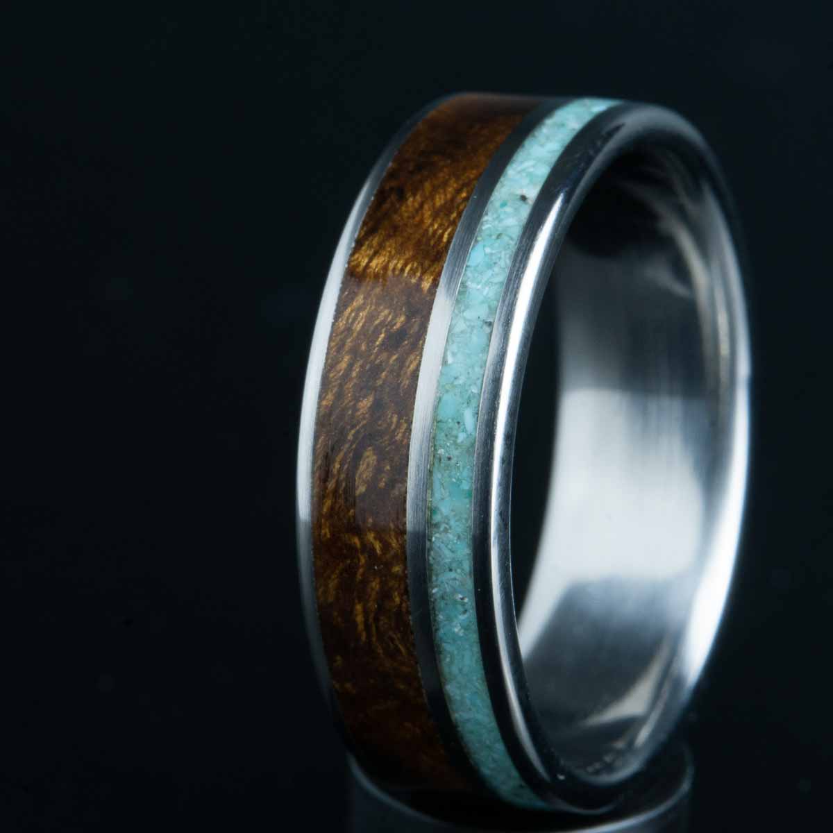 Turquoise ring with Ironwood