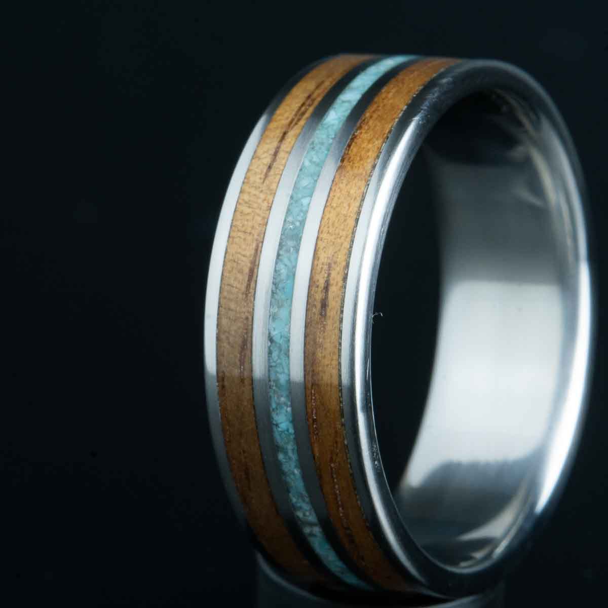 Koa and turquoise wedding band