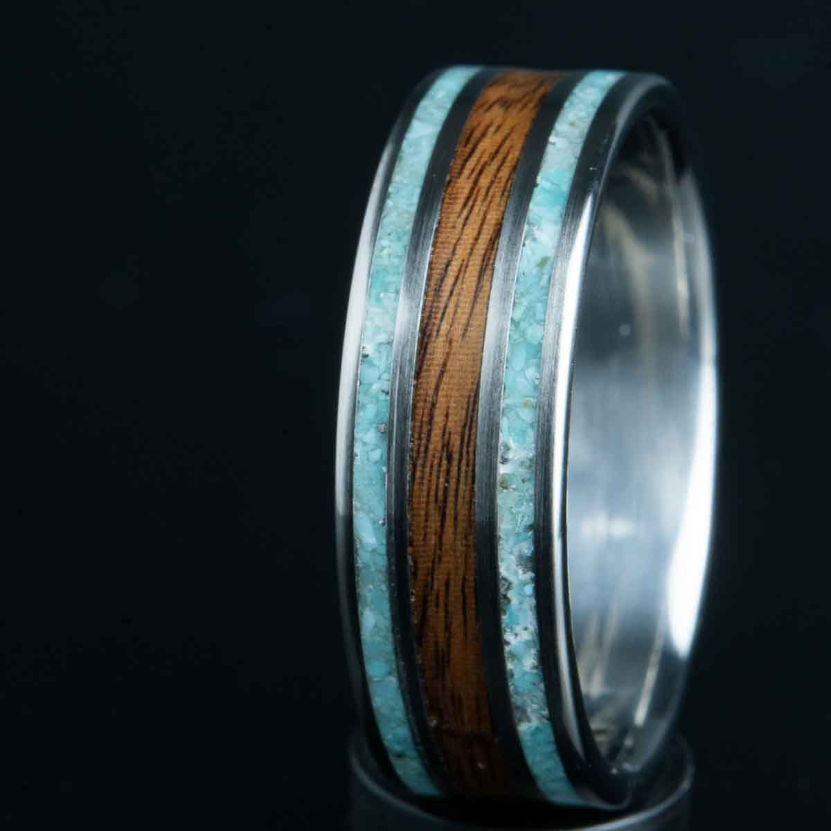 rosewood and turquoise ring