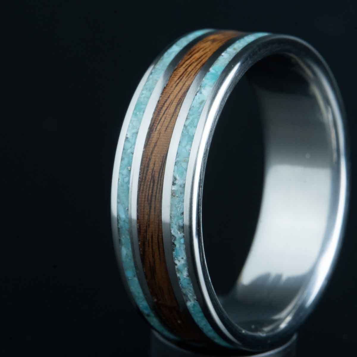 titanium and turquoise with rosewood ring